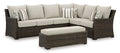 Brook Ranch Outdoor Sofa Sectional/Bench with Cushion (Set of 3) in Brown, angle view