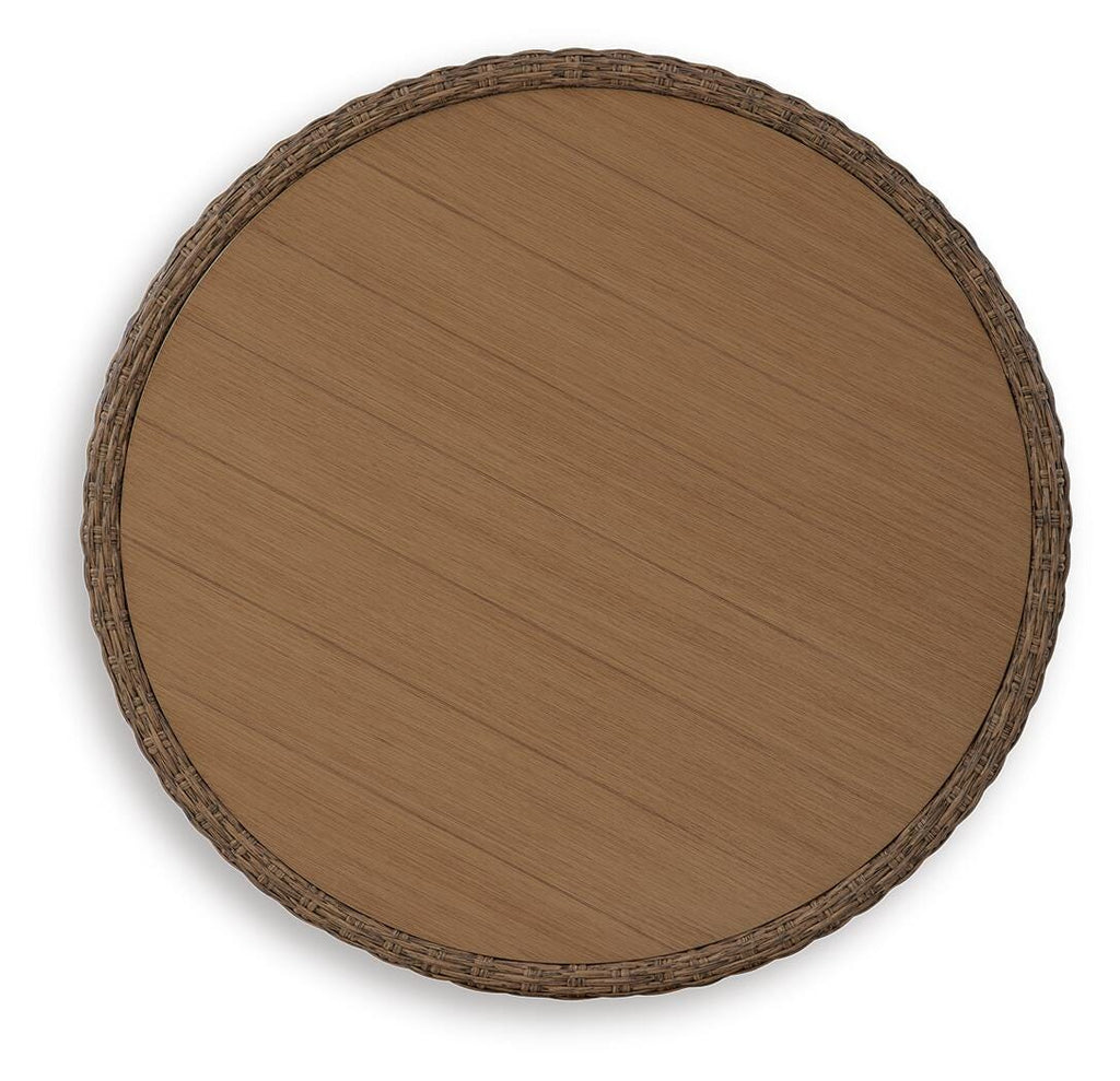 Double Point Outdoor Coffee Table in Beige, top view