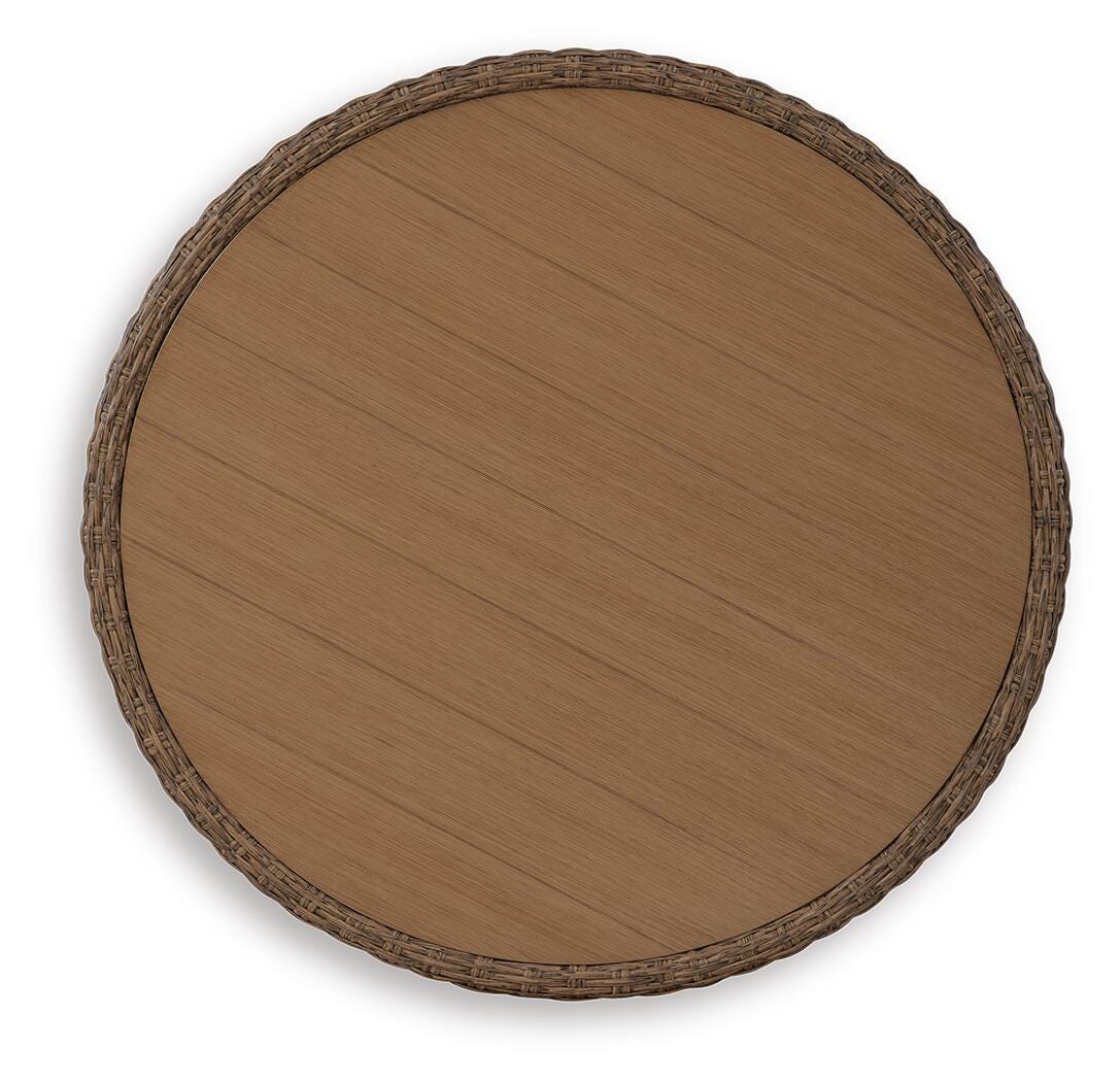 Double Point Outdoor Coffee Table in Beige, top view