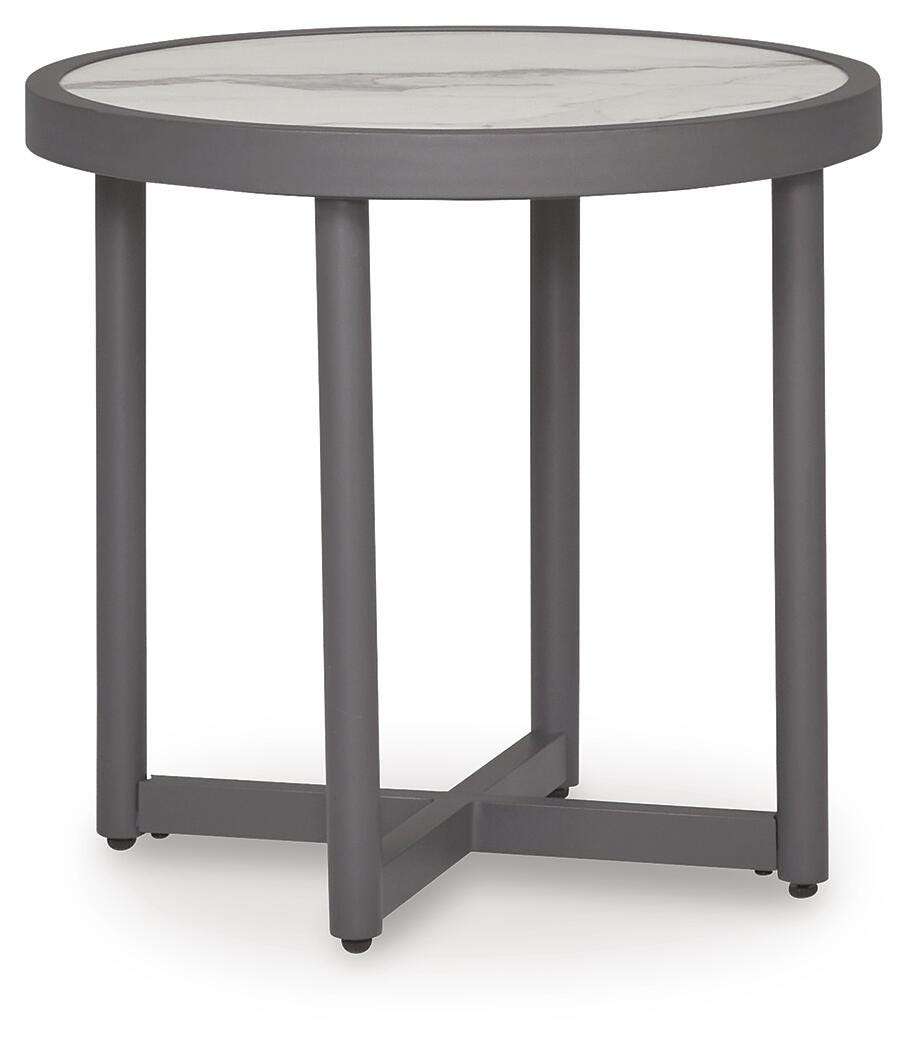 Ocean Beach Outdoor End Table in Gray, angle view