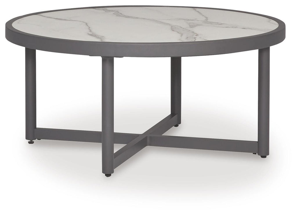 Ocean Beach Outdoor Coffee Table in Gray, angle view