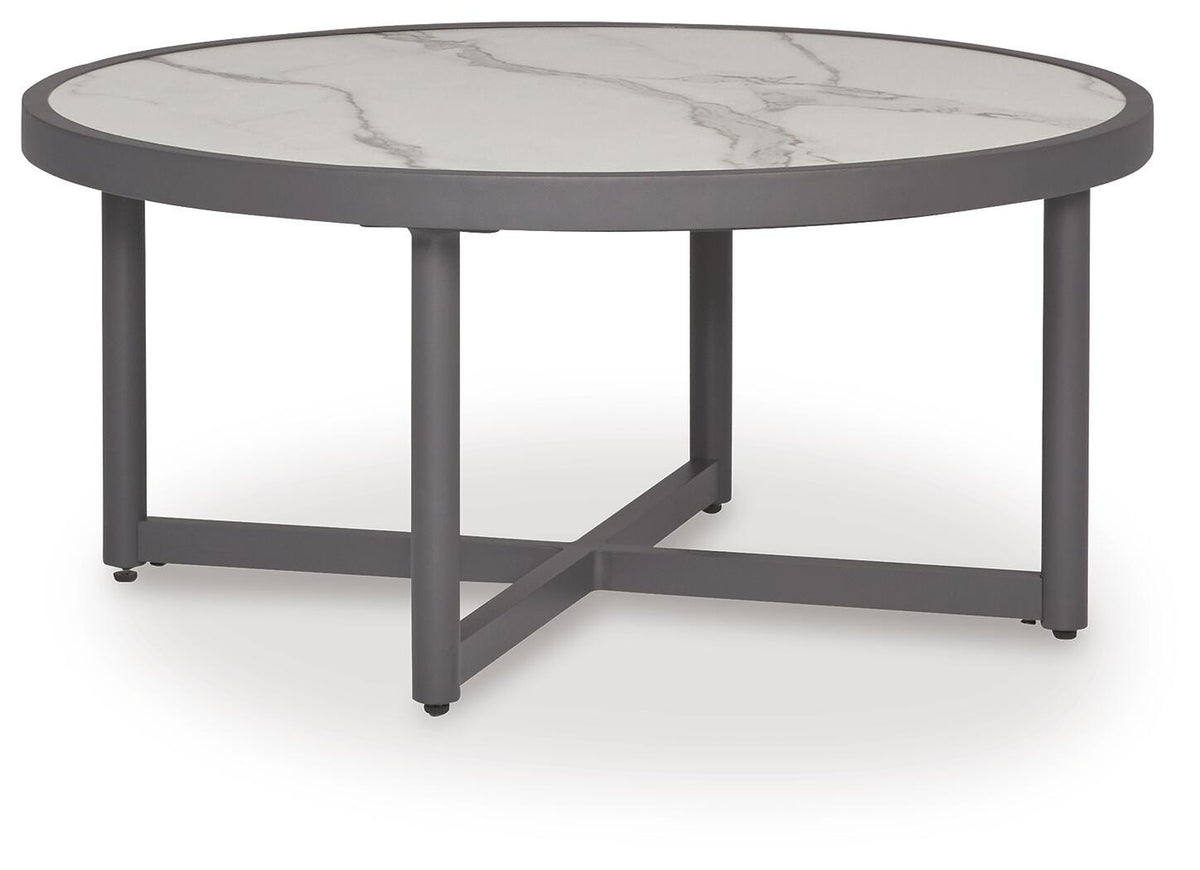 Ocean Beach Outdoor Coffee Table in Gray, angle view