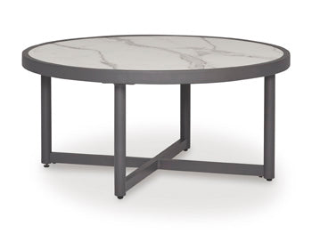 Ocean Beach Outdoor Coffee Table in Gray, angle view