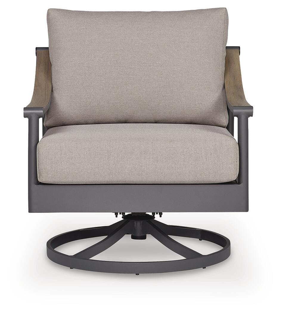 Ocean Beach Outdoor Swivel Lounge with Cushion in Gray, front view