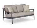 Ocean Beach Outdoor Loveseat with Cushion in Gray, angle view