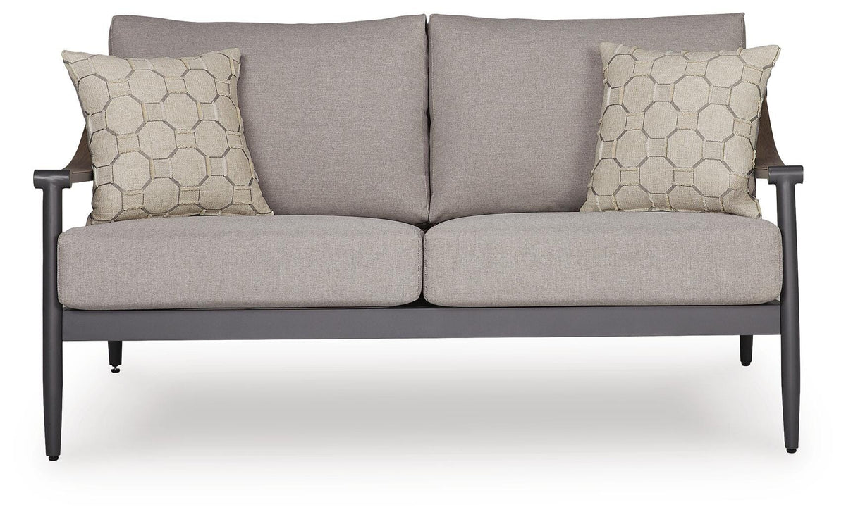 Ocean Beach Outdoor Loveseat with Cushion in Gray, front view