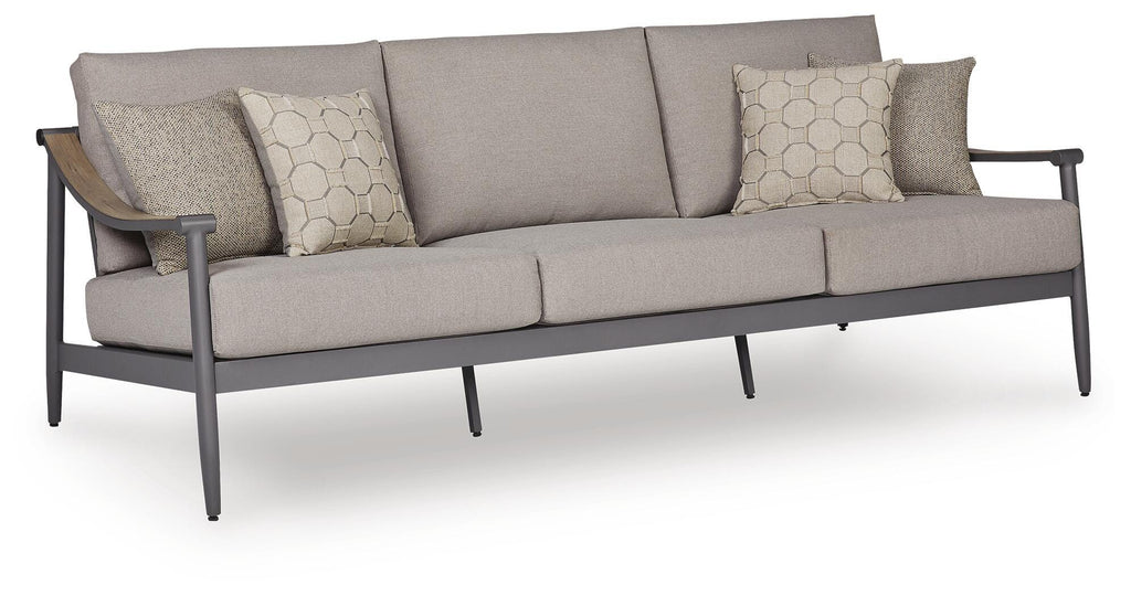 Ocean Beach Outdoor Sofa with Cushion in Gray, angle view