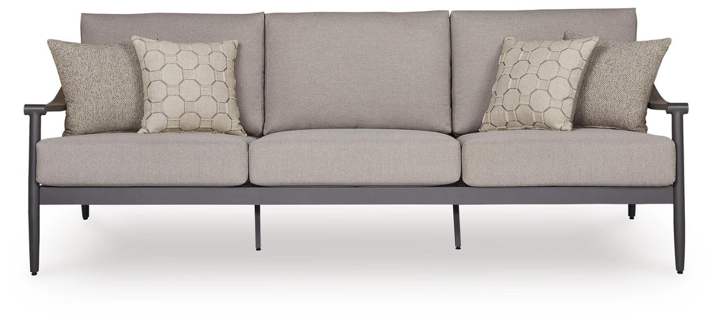 Ocean Beach Outdoor Sofa with Cushion in Gray, front view