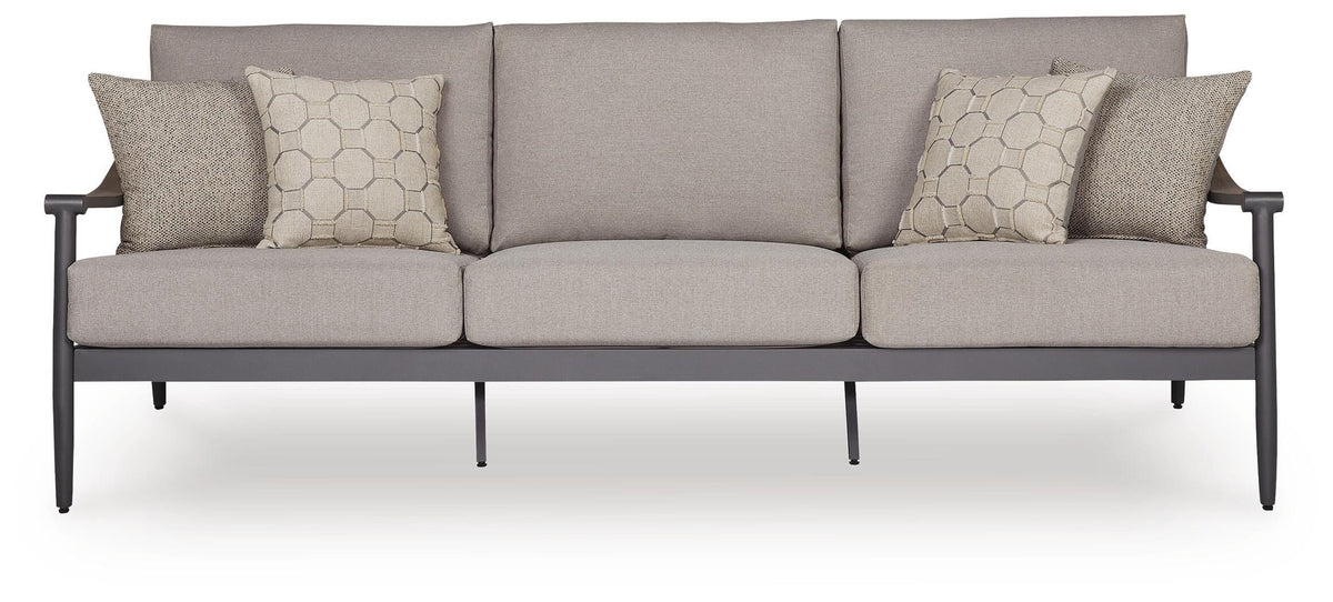 Ocean Beach Outdoor Sofa with Cushion in Gray, front view
