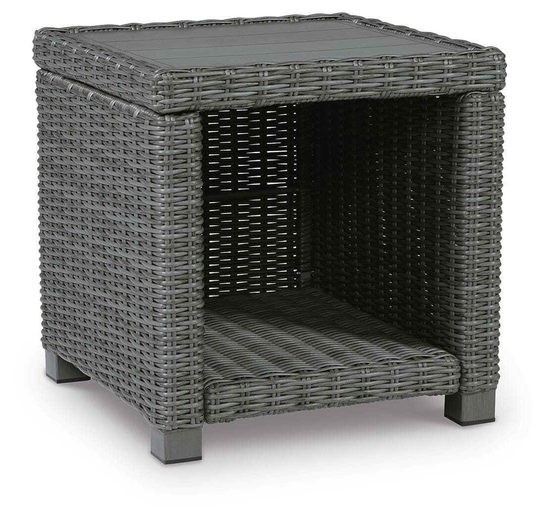 Elite Park Outdoor End Table in Gray, angle view