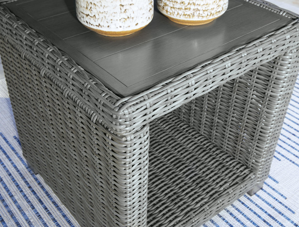 Elite Park Outdoor End Table in Gray, detail view