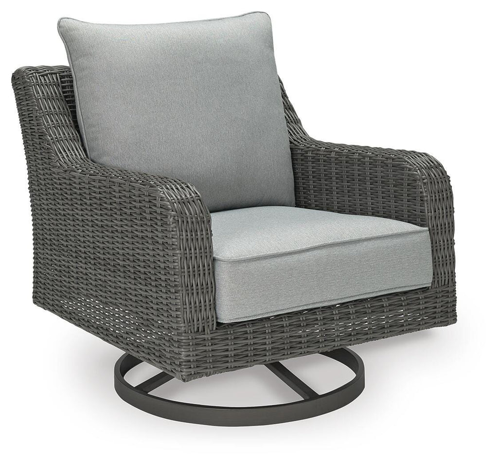 Elite Park Outdoor Swivel Lounge with Cushion in Gray, angle view