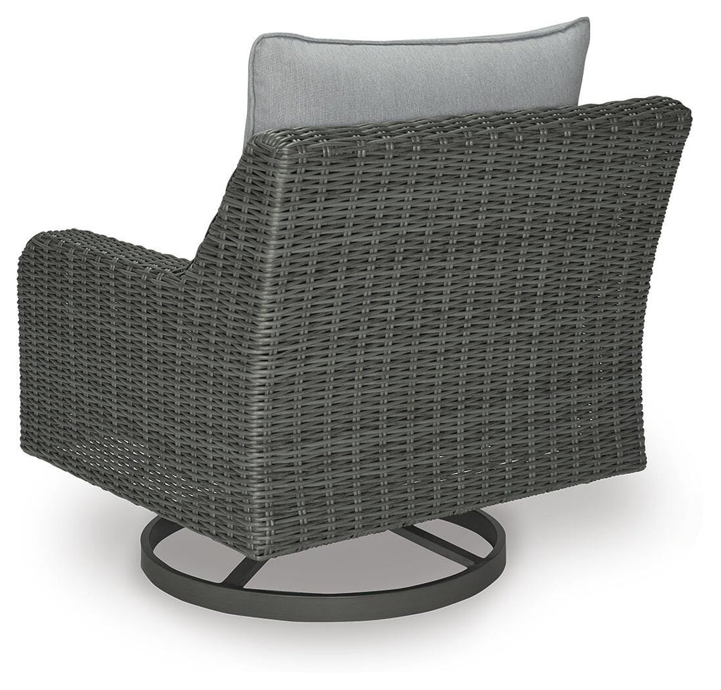 Elite Park Outdoor Swivel Lounge with Cushion in Gray, back view