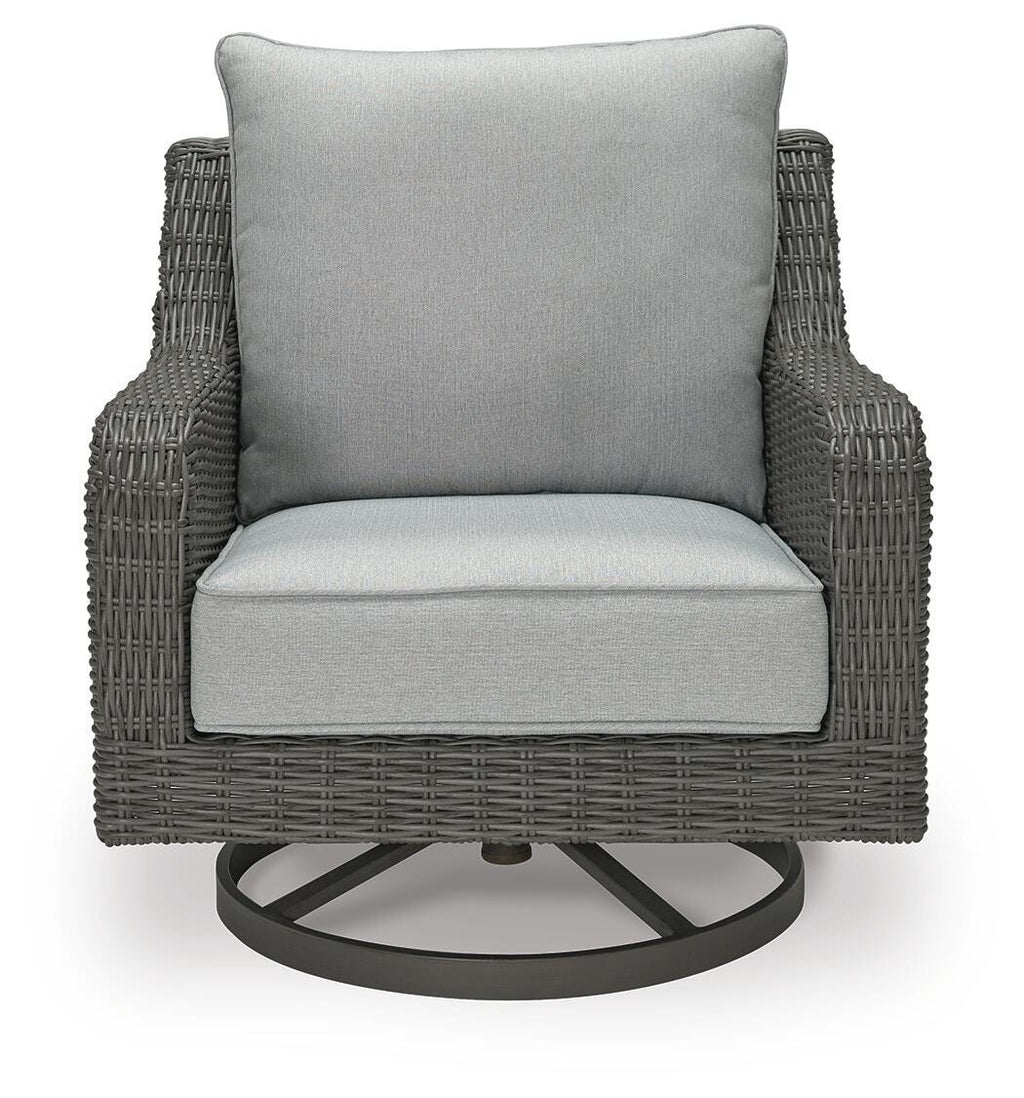 Elite Park Outdoor Swivel Lounge with Cushion in Gray, front view