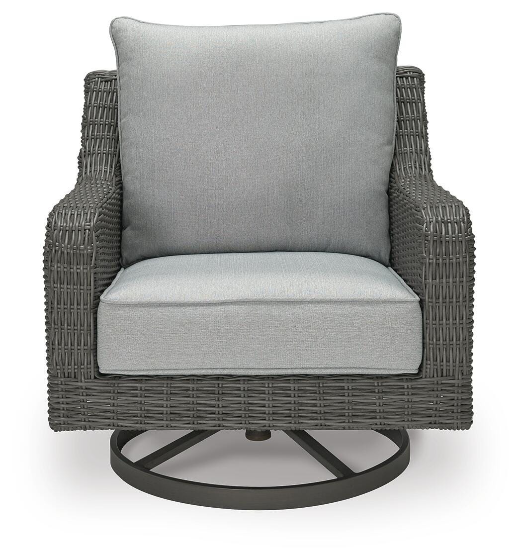 Elite Park Outdoor Swivel Lounge with Cushion in Gray, front view