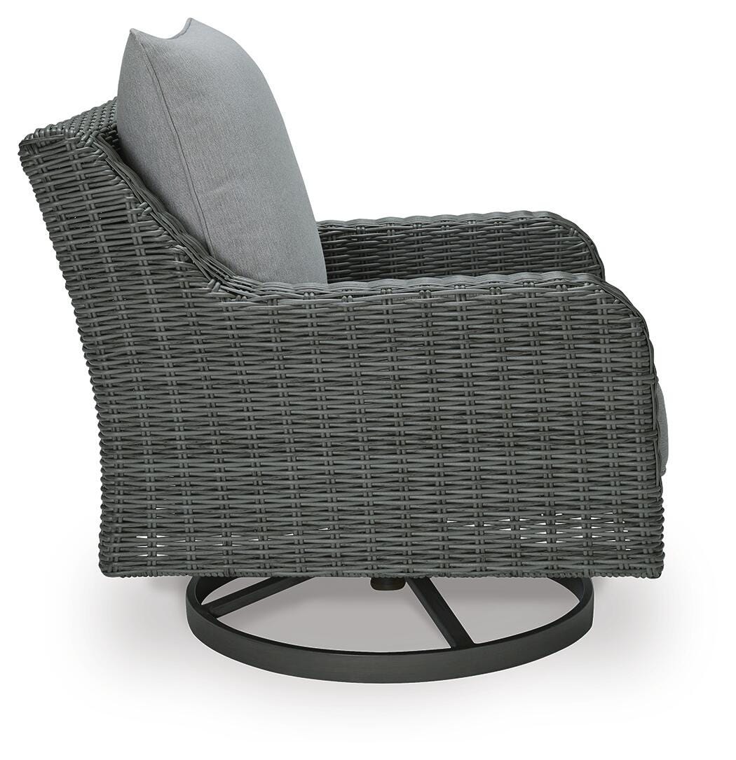 Elite Park Outdoor Swivel Lounge with Cushion in Gray, side view