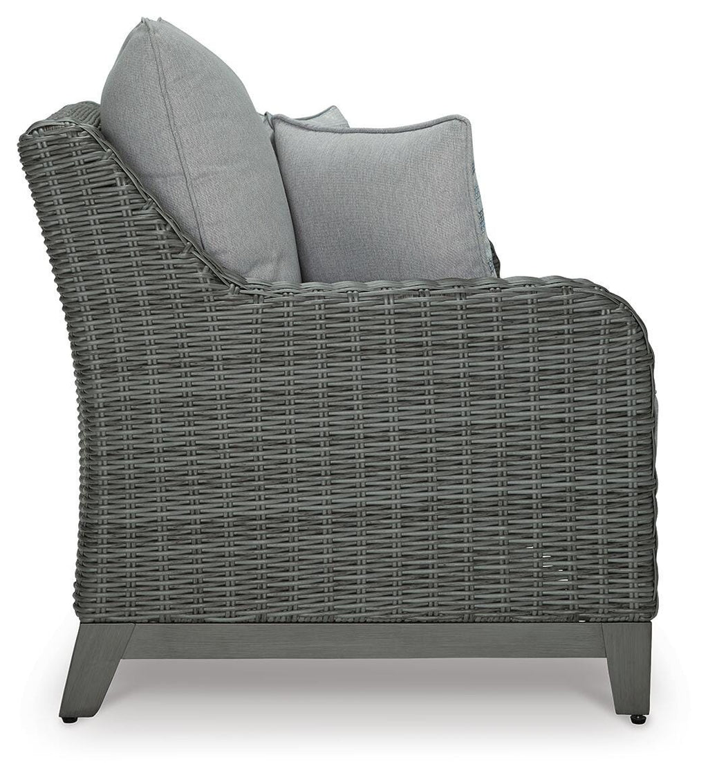 Elite Park Outdoor Loveseat with Cushion in Gray, side view