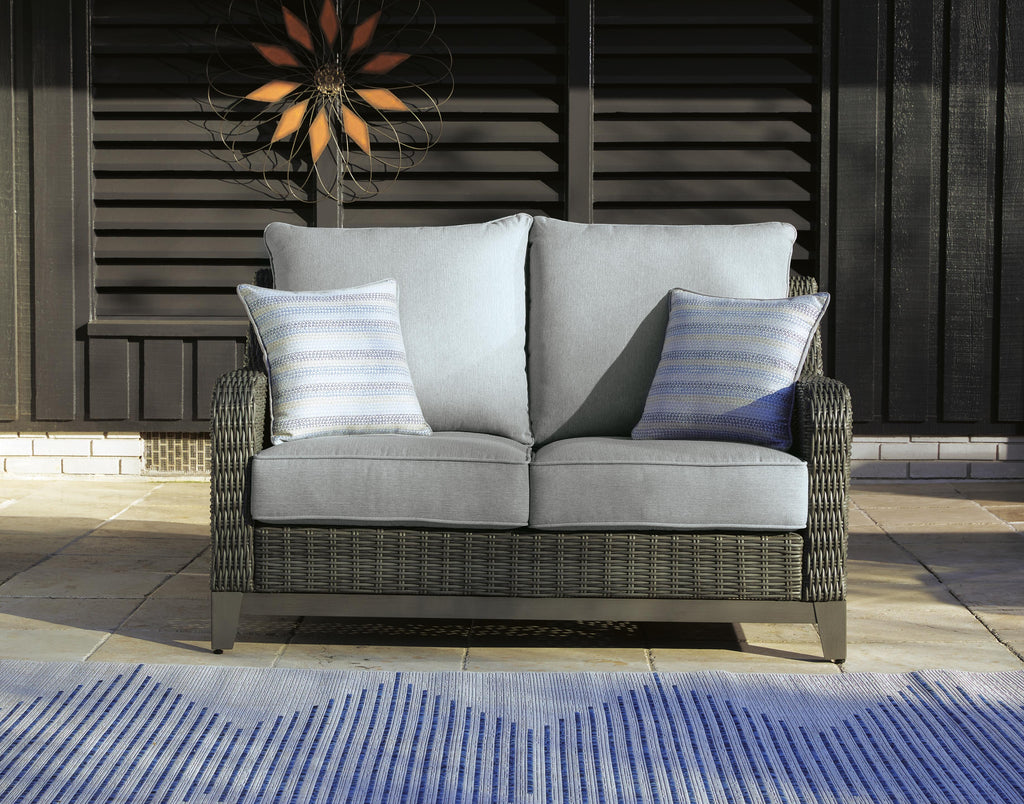 Elite Park Outdoor Loveseat with Cushion in Gray, alternate view 3