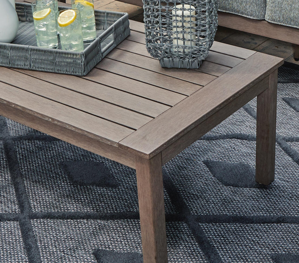 Hillside Barn Outdoor Coffee Table in Brown, detail view