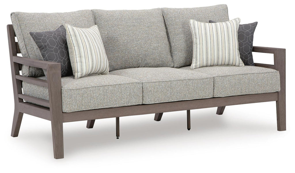 Hillside Barn Outdoor Sofa with Cushion in Gray/Brown, angle view