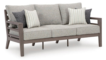 Hillside Barn Outdoor Sofa with Cushion in Gray/Brown, angle view