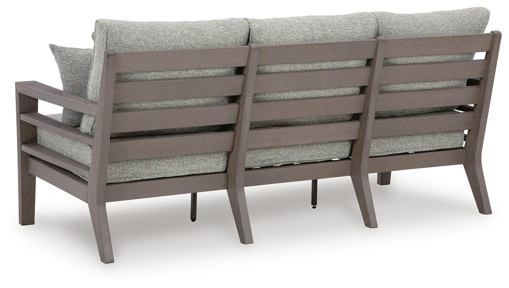 Hillside Barn Outdoor Sofa with Cushion in Gray/Brown, back view