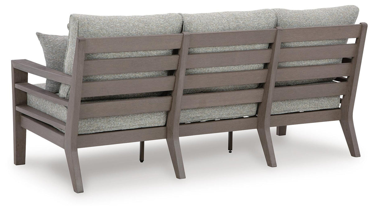 Hillside Barn Outdoor Sofa with Cushion in Gray/Brown, back view