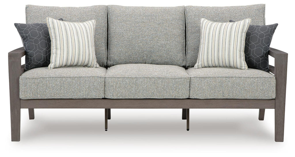 Hillside Barn Outdoor Sofa with Cushion in Gray/Brown, front view