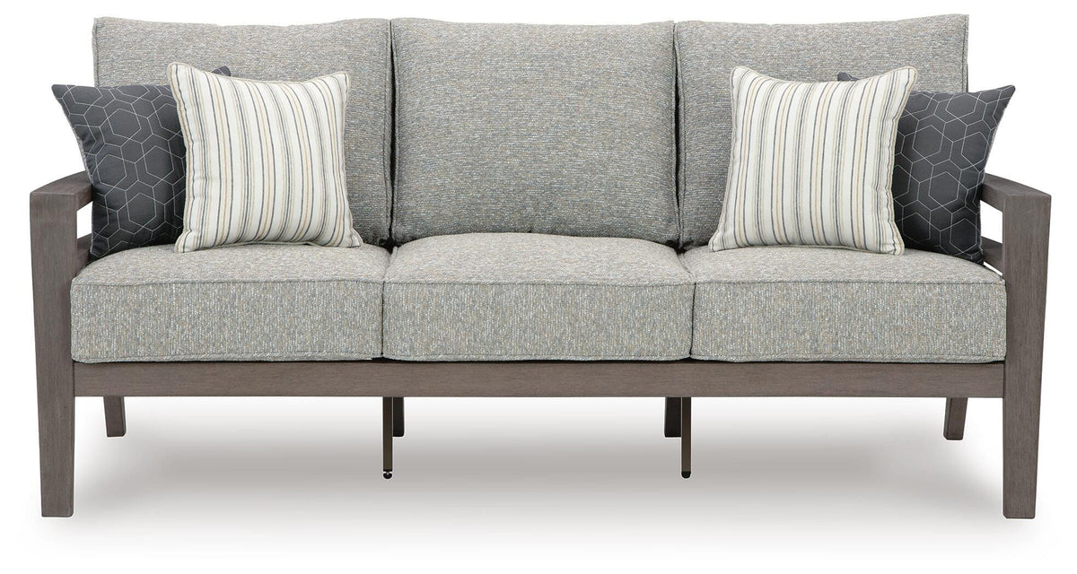 Hillside Barn Outdoor Sofa with Cushion in Gray/Brown, front view