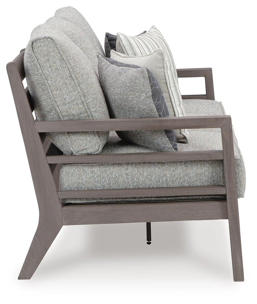 Hillside Barn Outdoor Sofa with Cushion in Gray/Brown, side view