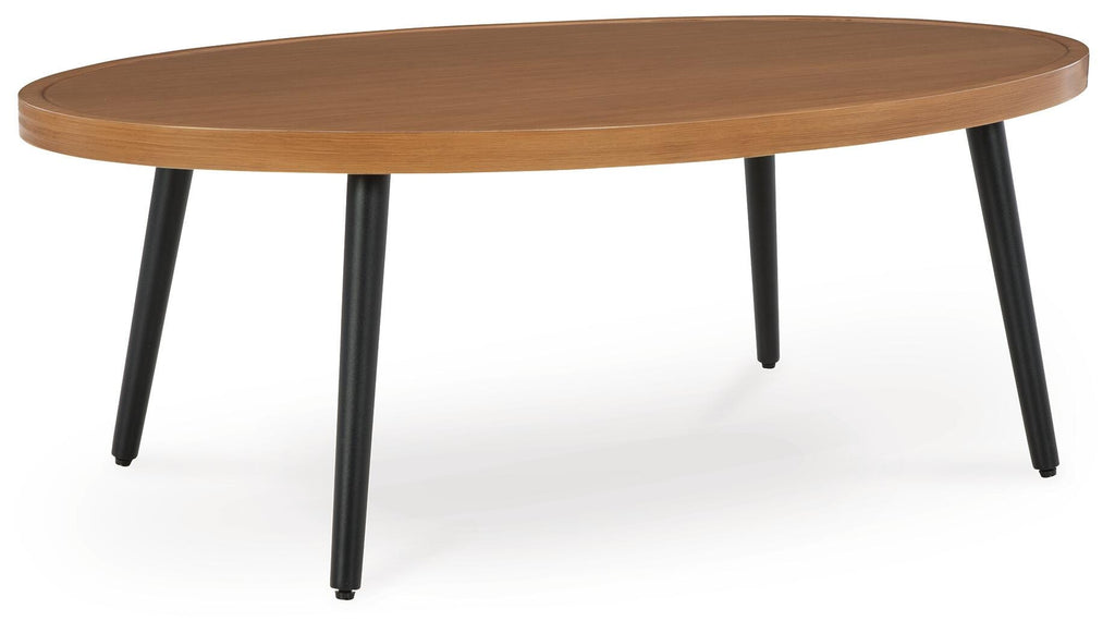Horizon Hall Outdoor Coffee Table in Two-tone Brown, angle view