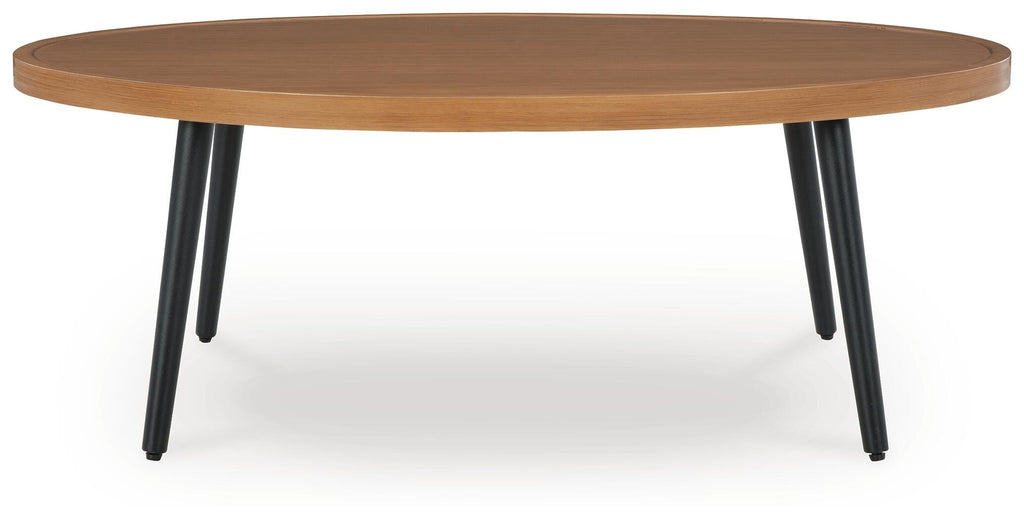 Horizon Hall Outdoor Coffee Table in Two-tone Brown, front view