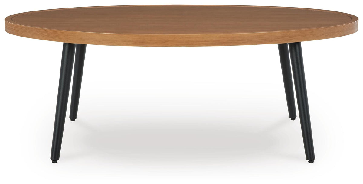 Horizon Hall Outdoor Coffee Table in Two-tone Brown, front view