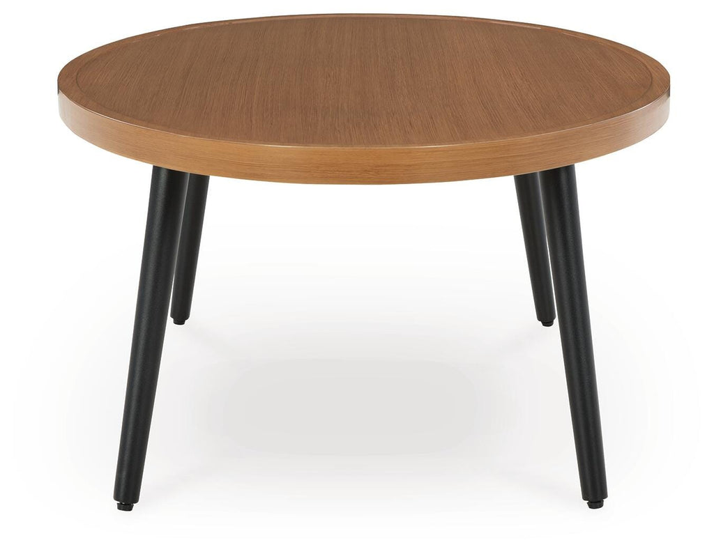 Horizon Hall Outdoor Coffee Table in Two-tone Brown, side view