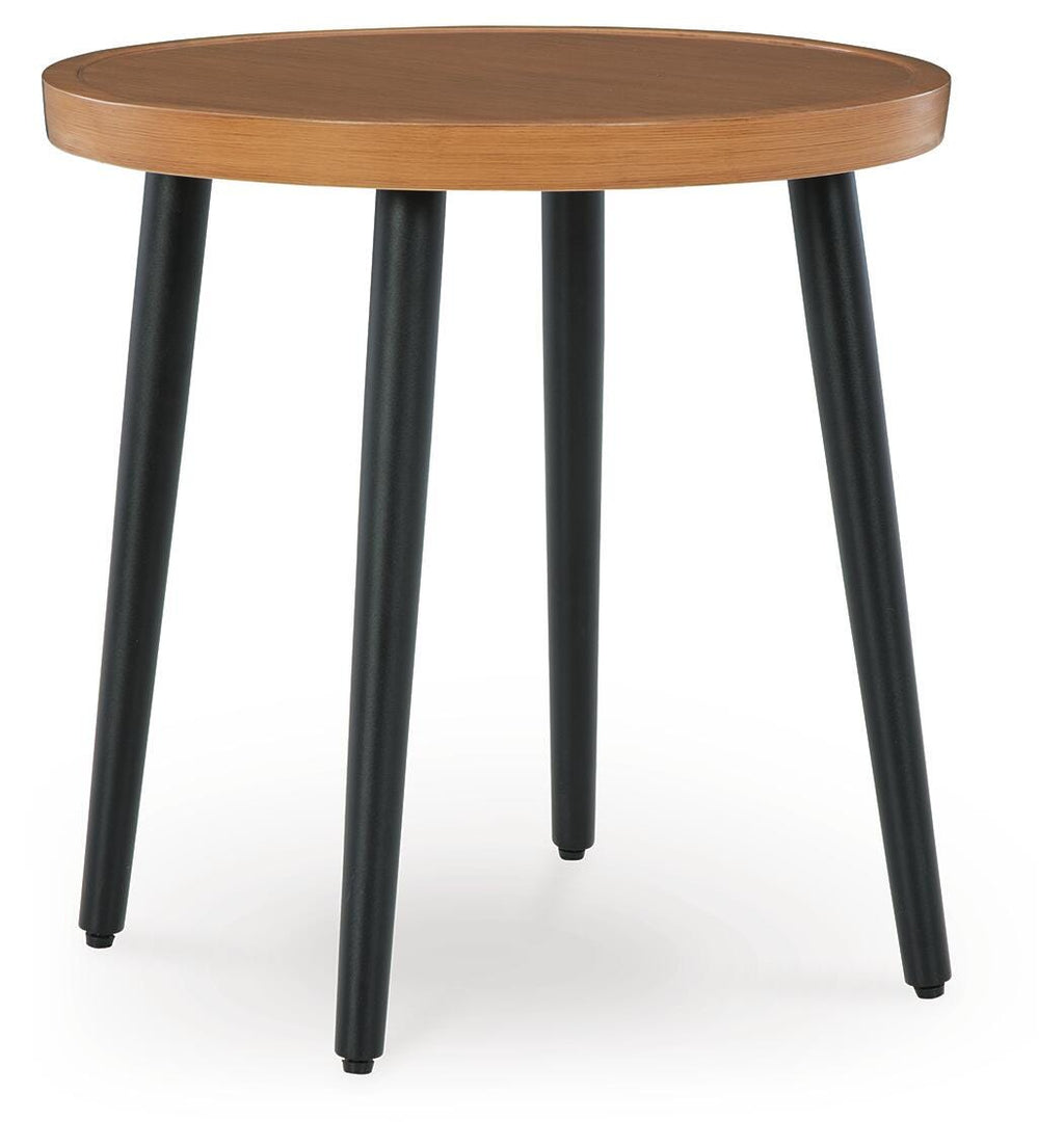 Horizon Hall Outdoor End Table in Two-tone Brown, angle view