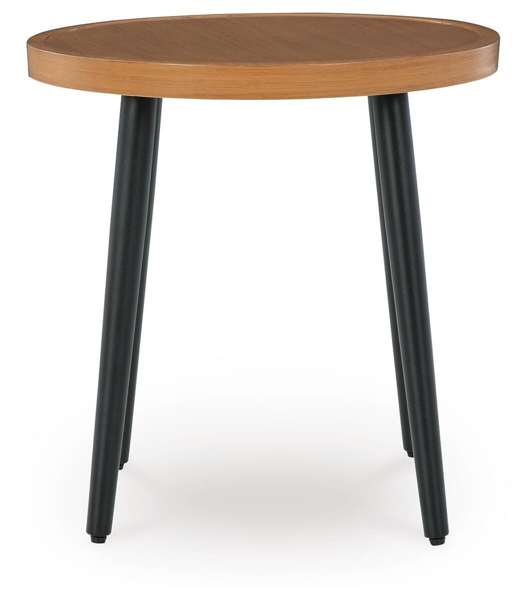 Horizon Hall Outdoor End Table in Two-tone Brown, front view
