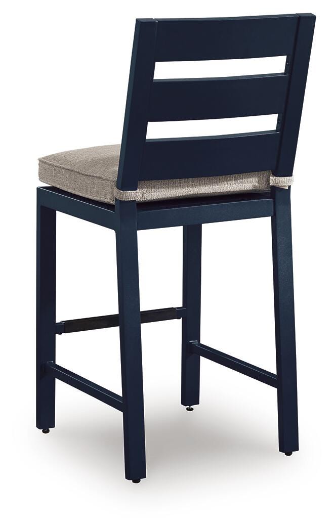 East Beach Outdoor Counter Height Bar Stool (Set of 2) in Navy Blue, back view