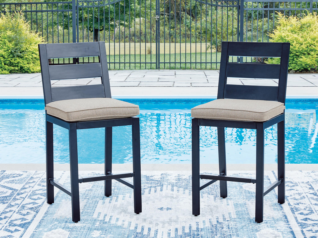 East Beach Outdoor Counter Height Bar Stool (Set of 2) in Navy Blue, lifestyle view