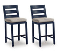 East Beach Outdoor Counter Height Bar Stool (Set of 2) in Navy Blue, angle view