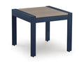 East Beach Outdoor End Table in Navy Blue/Driftwood, angle view
