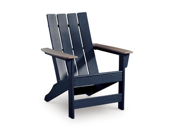 East Beach Adirondack Chair in Navy Blue/Driftwood, angle view
