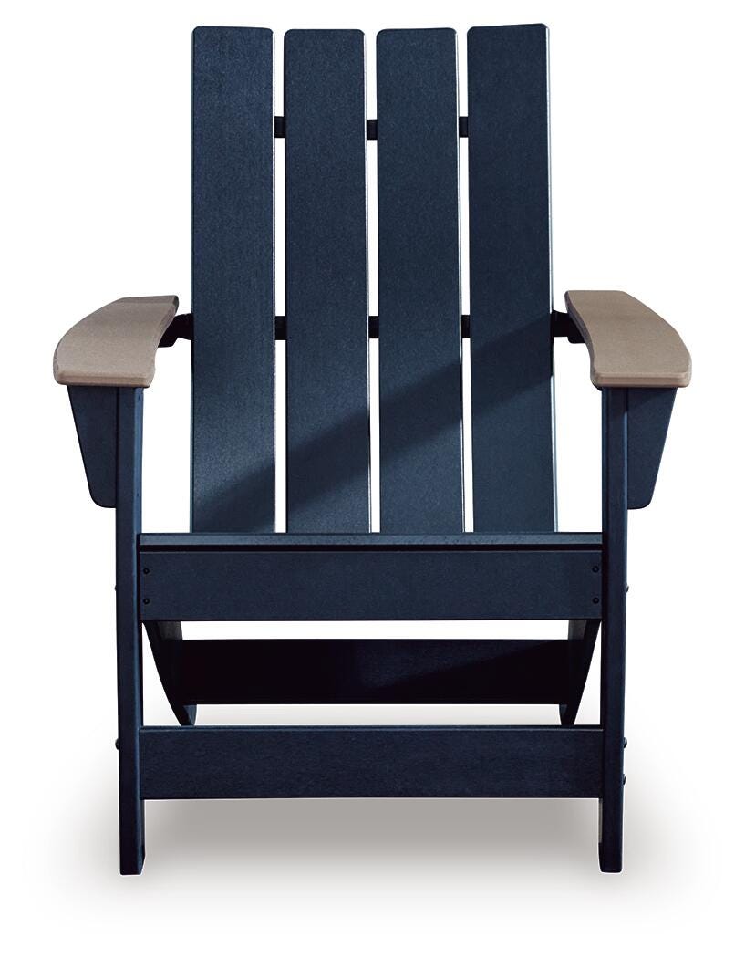 East Beach Adirondack Chair in Navy Blue/Driftwood, front view