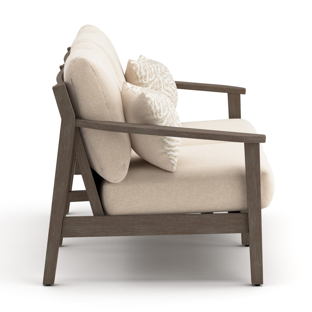 Adams Lane Outdoor Loveseat in Dark Brown/Beige, side view