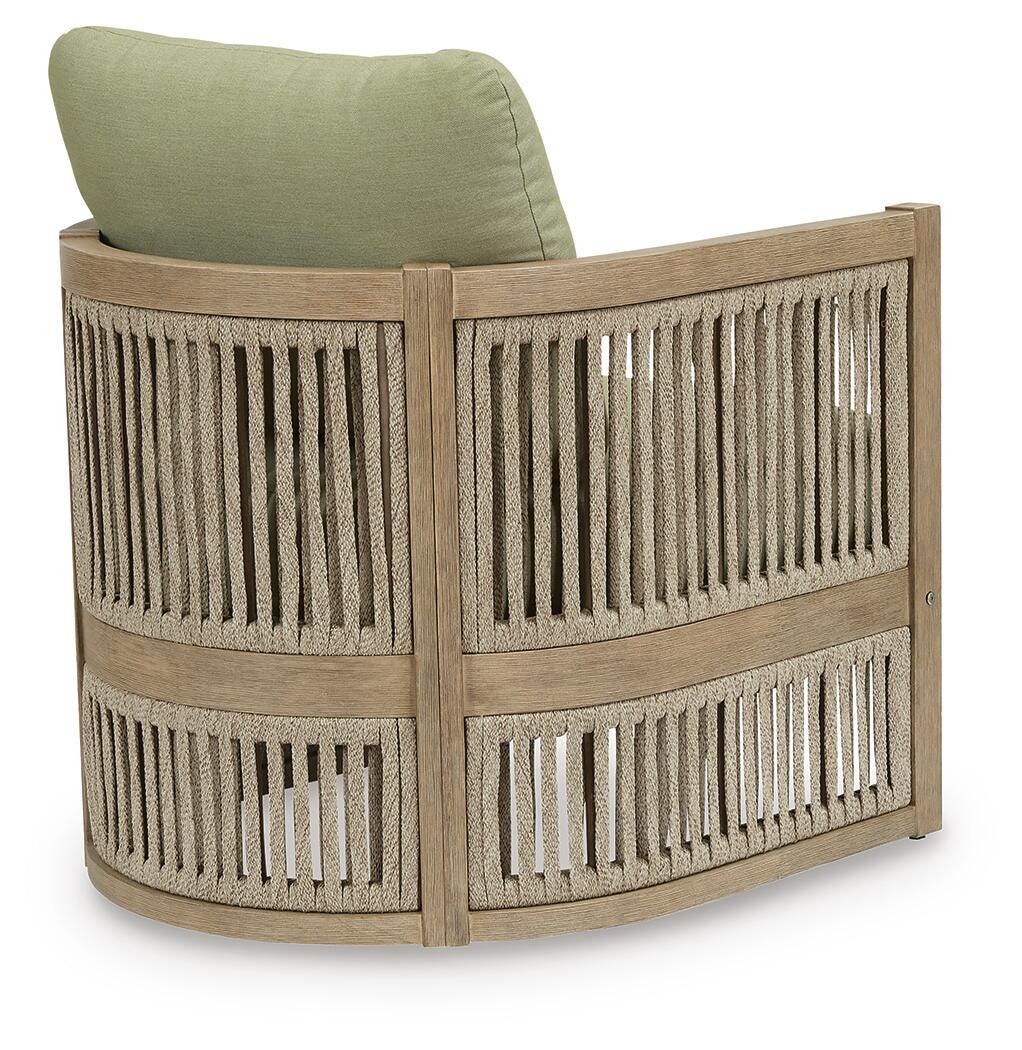 Serena Shores Outdoor Lounge Chair (Set of 2) in Beige/Green, back view