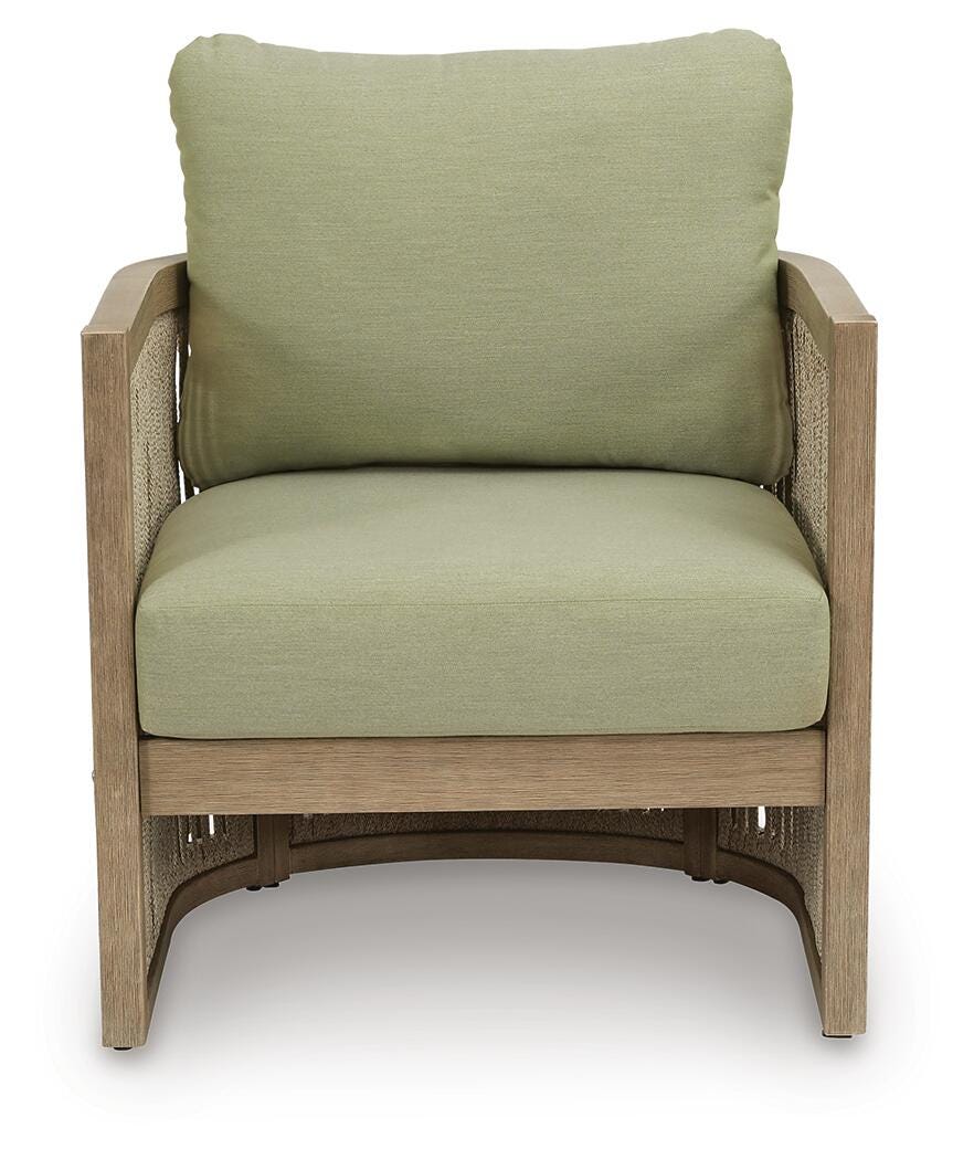Serena Shores Outdoor Lounge Chair (Set of 2) in Beige/Green, front view