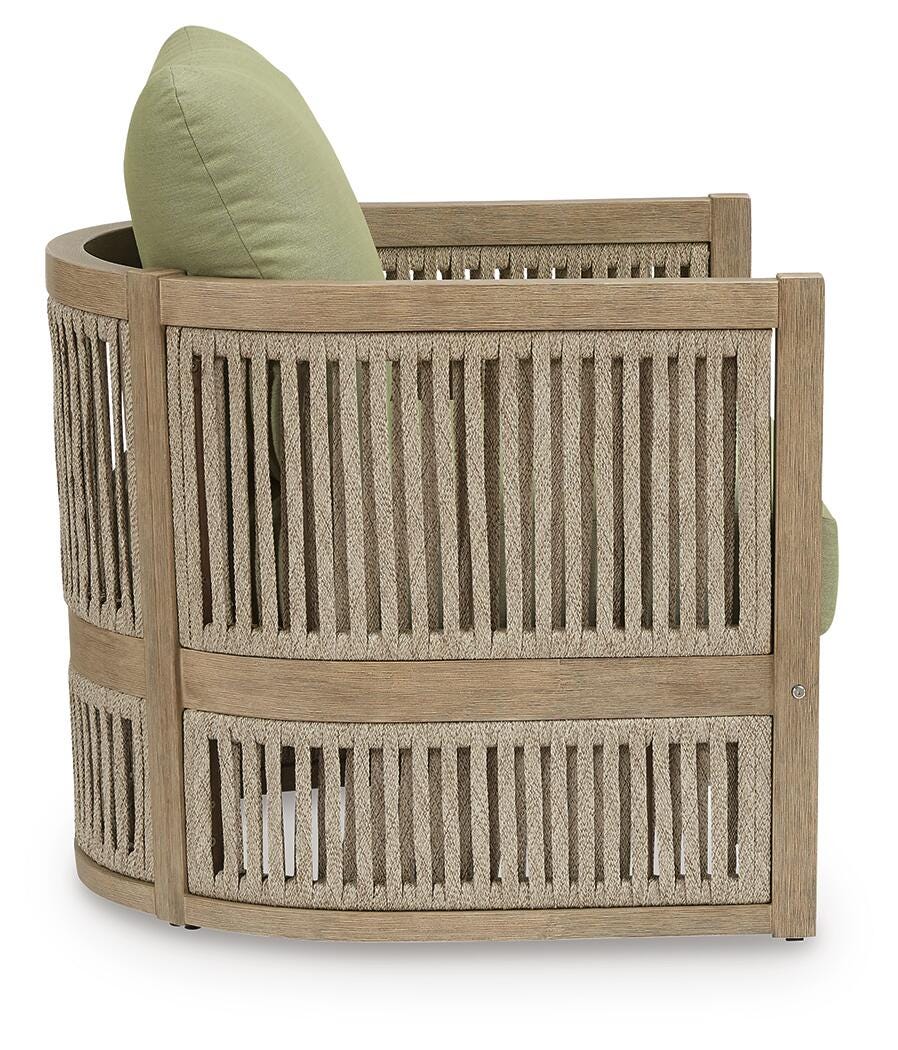 Serena Shores Outdoor Lounge Chair (Set of 2) in Beige/Green, side view