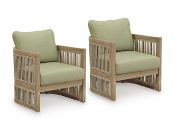 Serena Shores Outdoor Lounge Chair (Set of 2) in Beige/Green