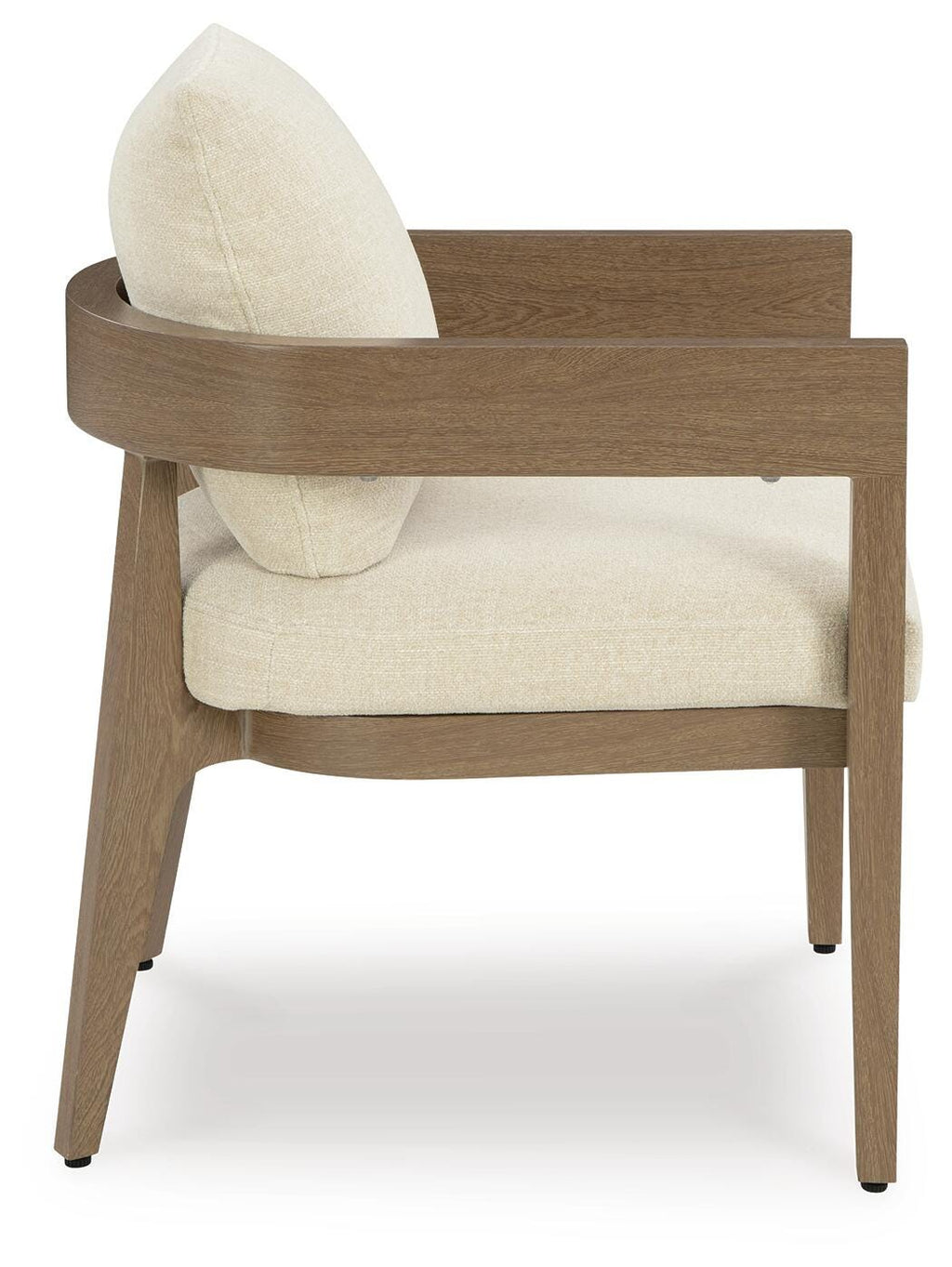 Serene Bay Outdoor Dining Arm Chair with Cushion (Set of 2) in Dark Brown/White, side view