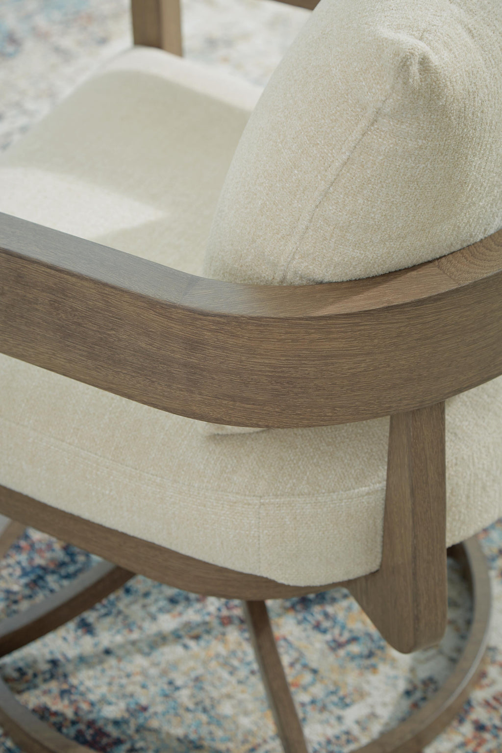 Serene Bay Outdoor Swivel Dining Chair with Cushion (Set of 2) in Dark Brown/White, detail view