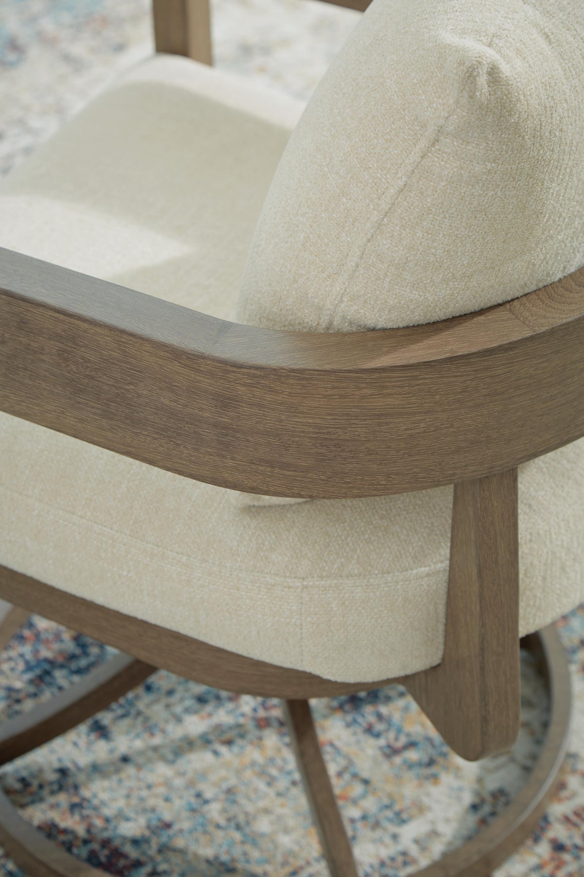 Serene Bay Outdoor Swivel Dining Chair with Cushion (Set of 2) in Dark Brown/White, detail view